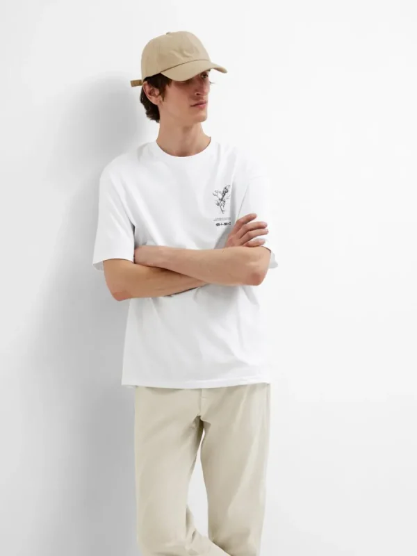 SELECTED TRYCKT BOMULLS T-SHIRT White Cheap