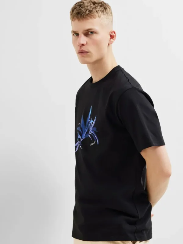 SELECTED TRYCKT BOMULLS T-SHIRT Black Clearance