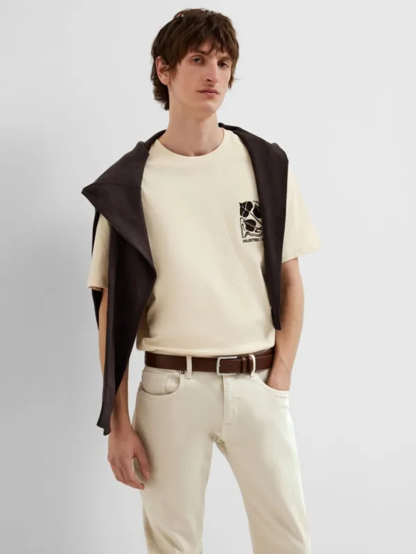 SELECTED TRYCKT BOMULLS T-SHIRT Beige Store