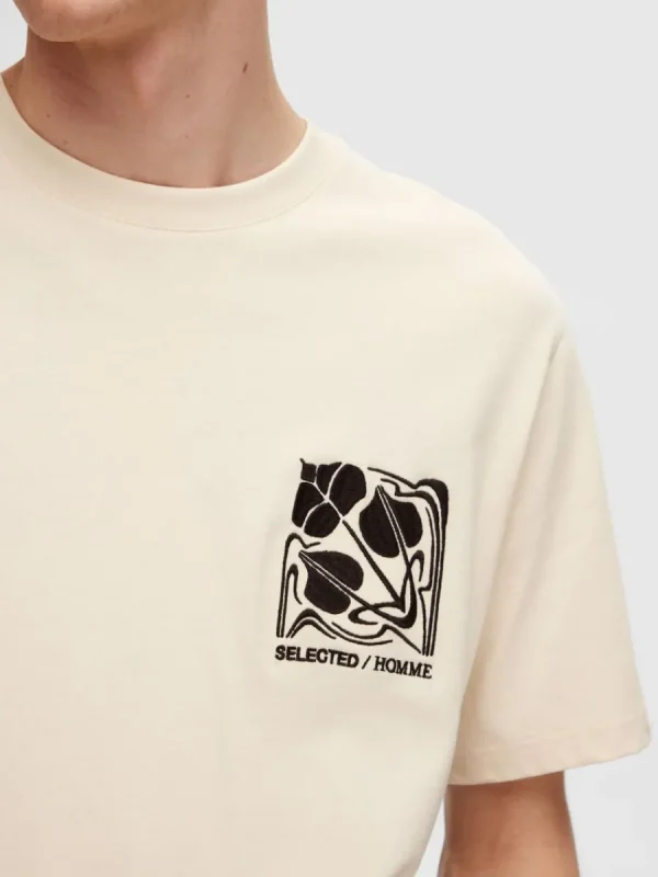 SELECTED TRYCKT BOMULLS T-SHIRT Beige Store