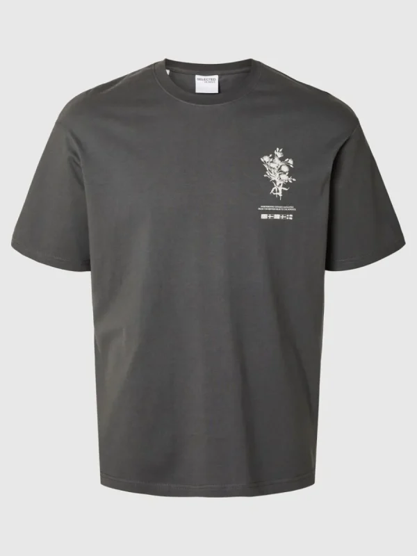 SELECTED TRYCKT BOMULLS T-SHIRT Grey Hot
