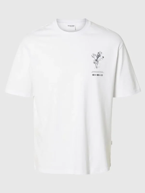 SELECTED TRYCKT BOMULLS T-SHIRT White Cheap