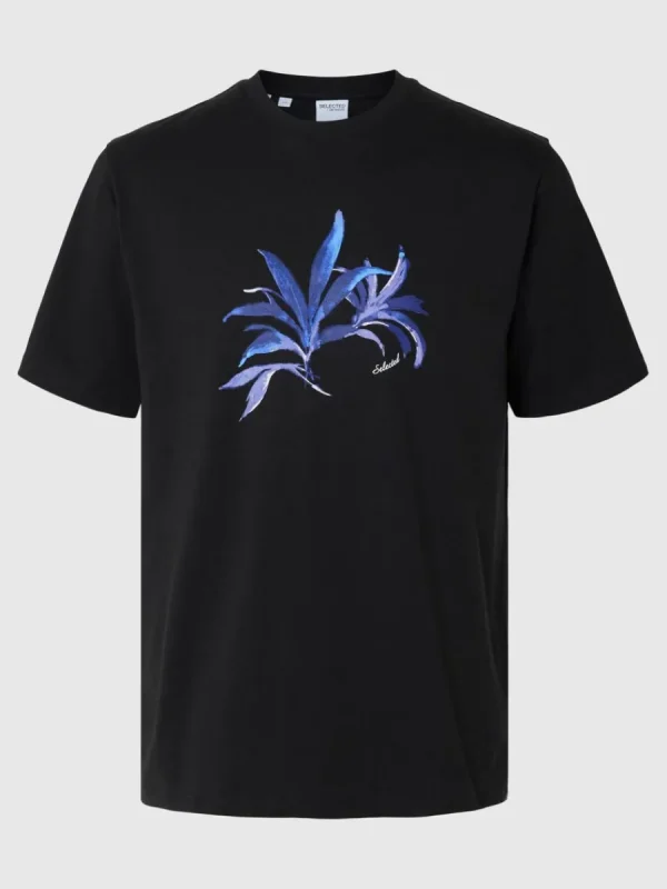 SELECTED TRYCKT BOMULLS T-SHIRT Black Clearance