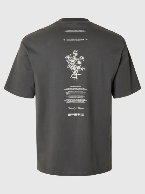 SELECTED TRYCKT BOMULLS T-SHIRT Grey Hot