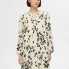 SELECTED TRYCKTA KORT KLÄNNING Beige Cheap
