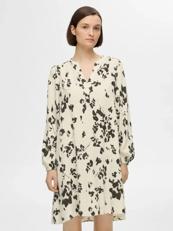 SELECTED TRYCKTA KORT KLÄNNING Beige Cheap