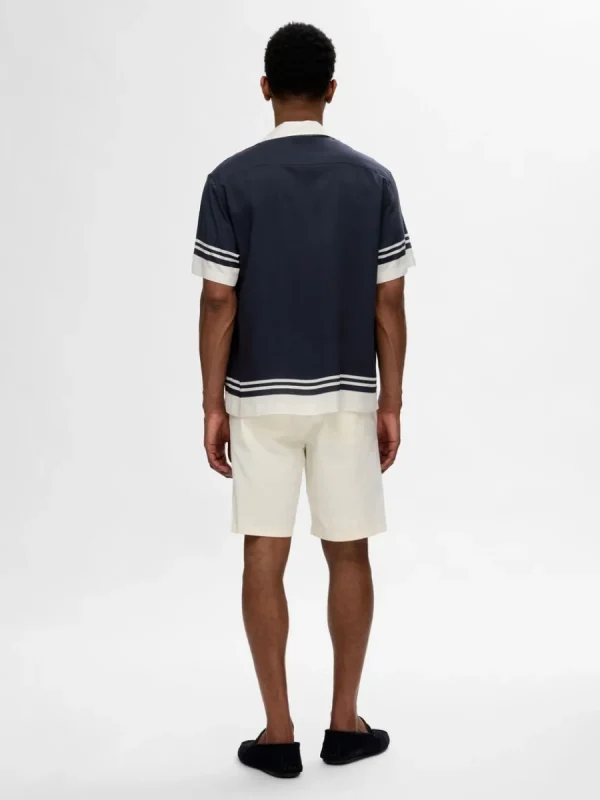 SELECTED TRYCKTA KORTÄRMAD SKJORTA Blue New