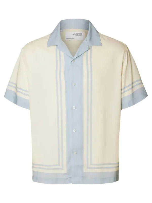 SELECTED TRYCKTA KORTÄRMAD SKJORTA Blue Best Sale