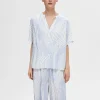 SELECTED TRYCKTA KORTÄRMAD TOPP Blue New