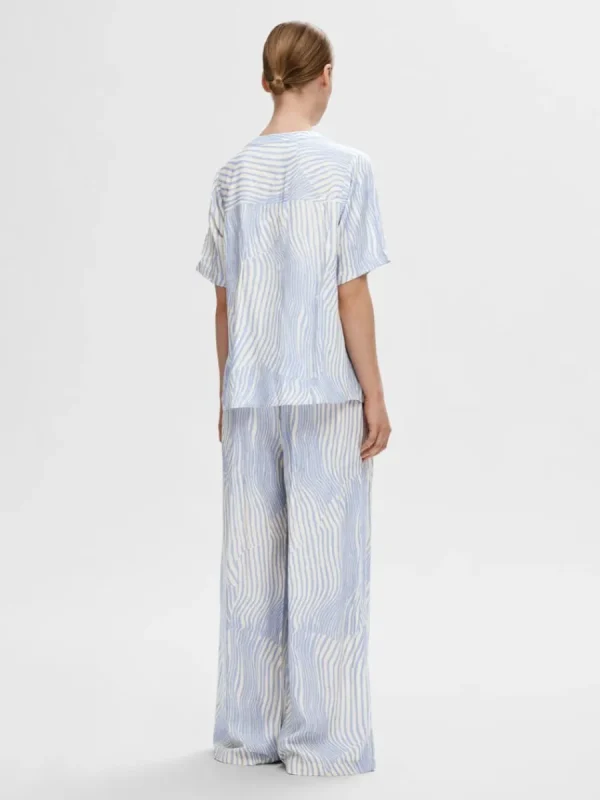 SELECTED TRYCKTA KORTÄRMAD TOPP Blue New