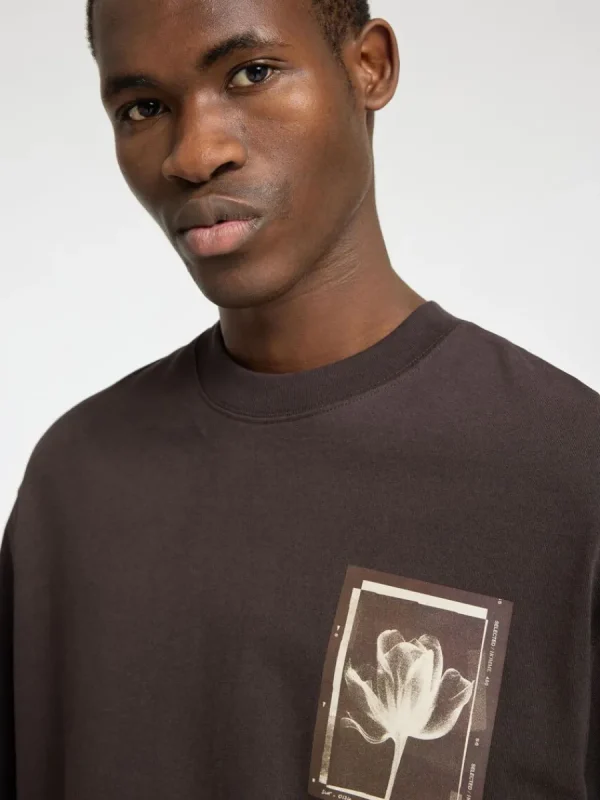 SELECTED TRYCKTA RUNDRINGAD T-SHIRT Brown Flash Sale