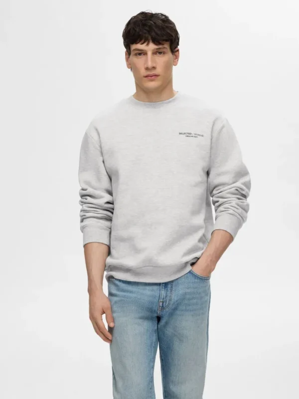 SELECTED TRYCKTA SWEATSHIRT Grey Cheap