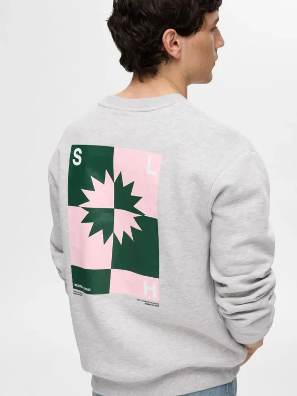 SELECTED TRYCKTA SWEATSHIRT Grey Cheap