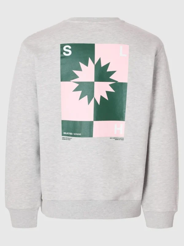 SELECTED TRYCKTA SWEATSHIRT Grey Cheap