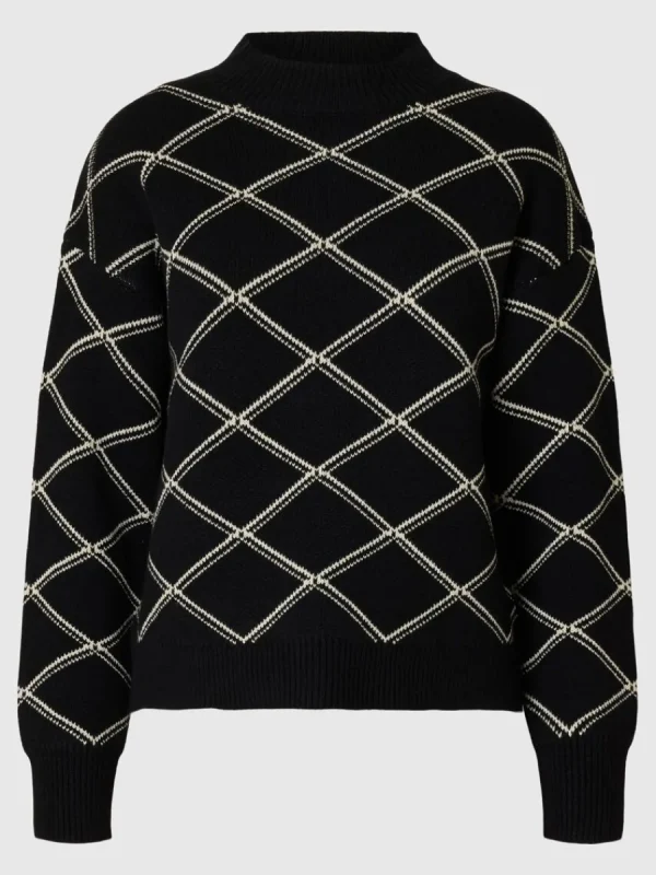 SELECTED TRYCKTA TRÖJA MED HÖG HALS Black Sale
