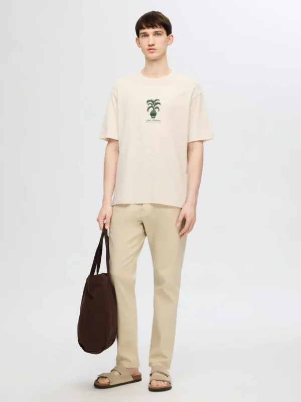 SELECTED TRYCKTA T-SHIRT Beige Sale