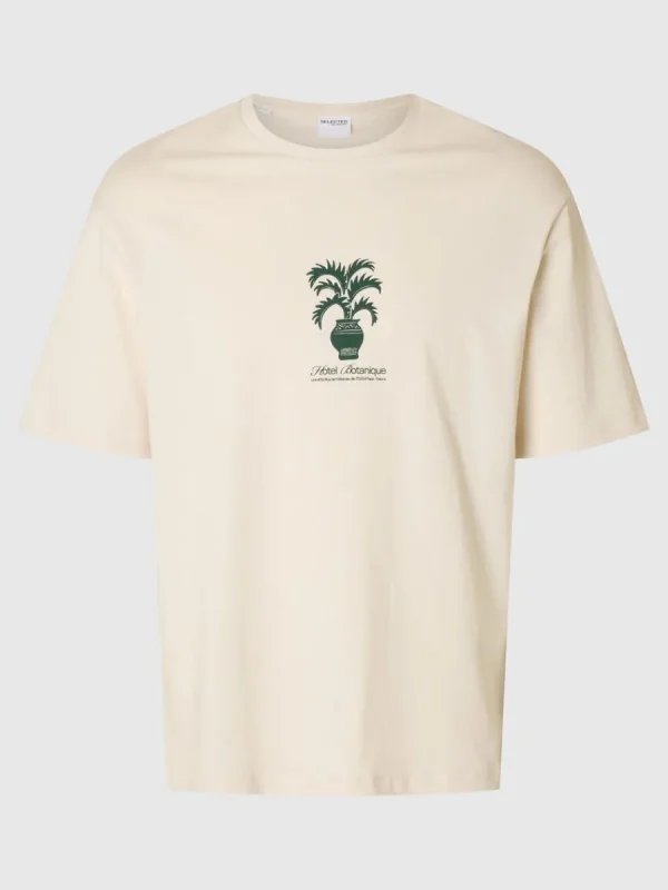 SELECTED TRYCKTA T-SHIRT Beige Sale