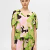 SELECTED TRYCKTA V-RINGAD TOPP Coloured Discount