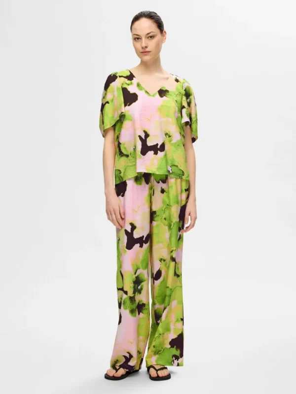 SELECTED TRYCKTA V-RINGAD TOPP Coloured Discount