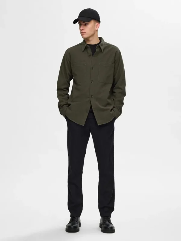 SELECTED TWILL ÖVERSKJORTA Green Discount
