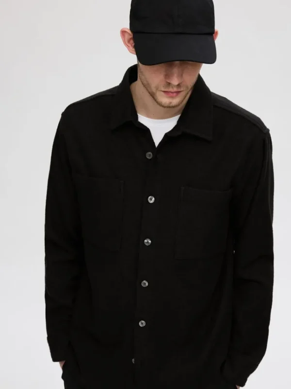 SELECTED TWILL ÖVERSKJORTA Black New