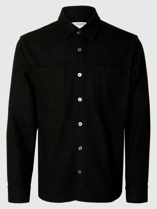 SELECTED TWILL ÖVERSKJORTA Black New