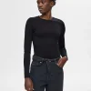 SELECTED 100% ULL LÅNGÄRMAD TOPP Black Cheap
