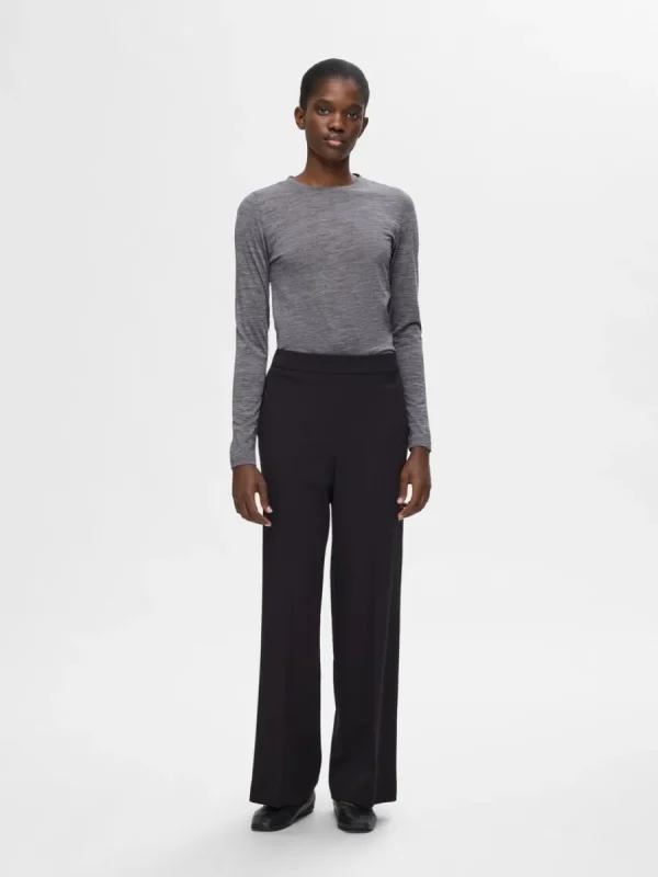 SELECTED 100% ULL LÅNGÄRMAD TOPP Grey New