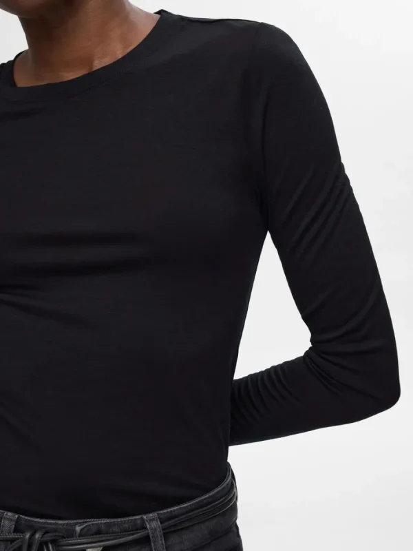 SELECTED 100% ULL LÅNGÄRMAD TOPP Black Cheap