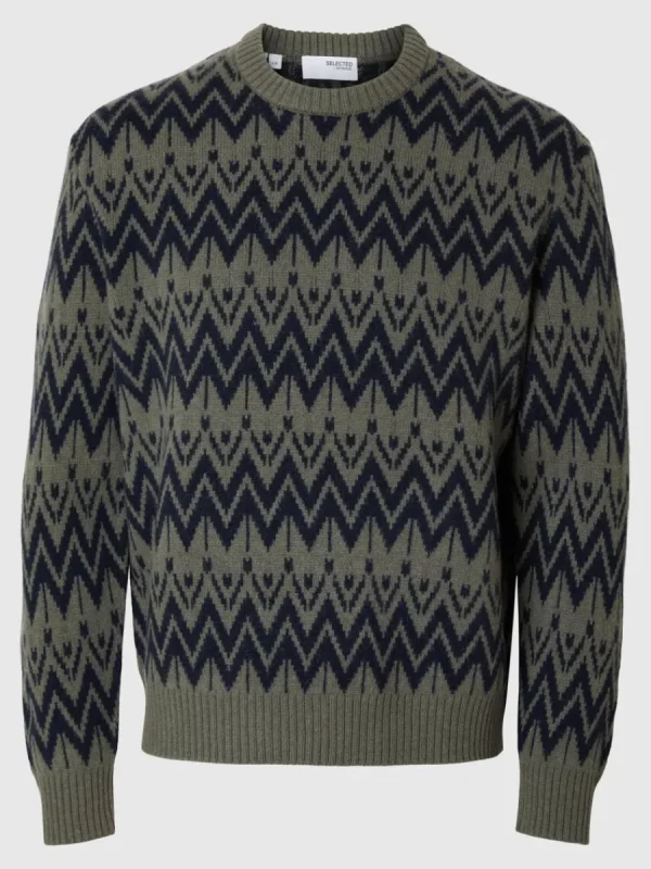 SELECTED 100% ULL RUNDRINGAD TRÖJA Green Fashion