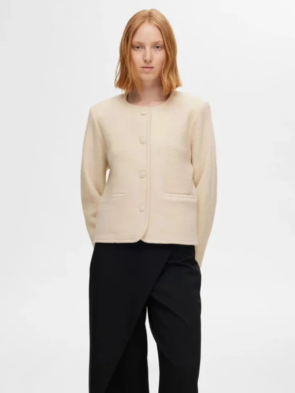SELECTED 100% ULL STICKAD KOFTA Beige Store