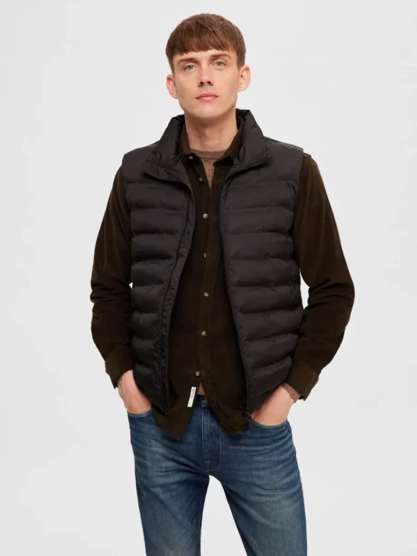 SELECTED VADDERAD QUILTAD VÄST Black Flash Sale