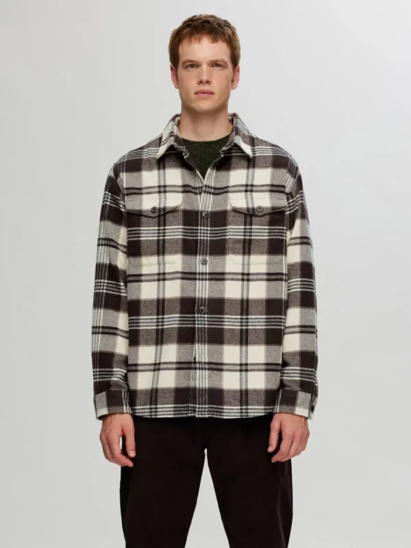 SELECTED VECK ÖVERSKJORTA Beige Hot