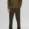 SELECTED VECKAD BYXOR Brown Best
