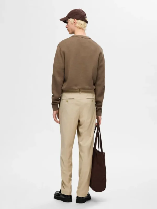 SELECTED VECKAD BYXOR Beige Cheap