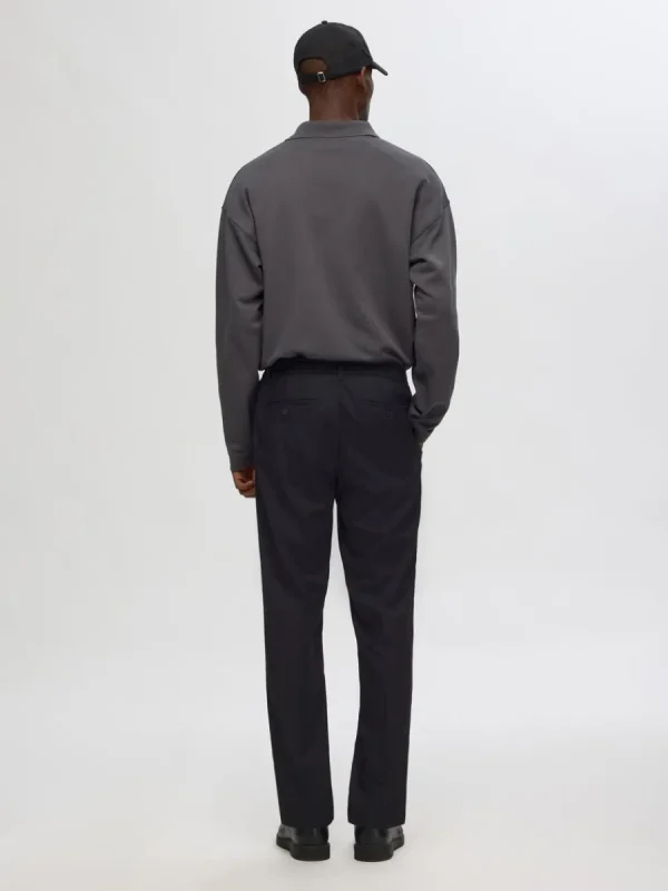 SELECTED VECKAD BYXOR Black Hot
