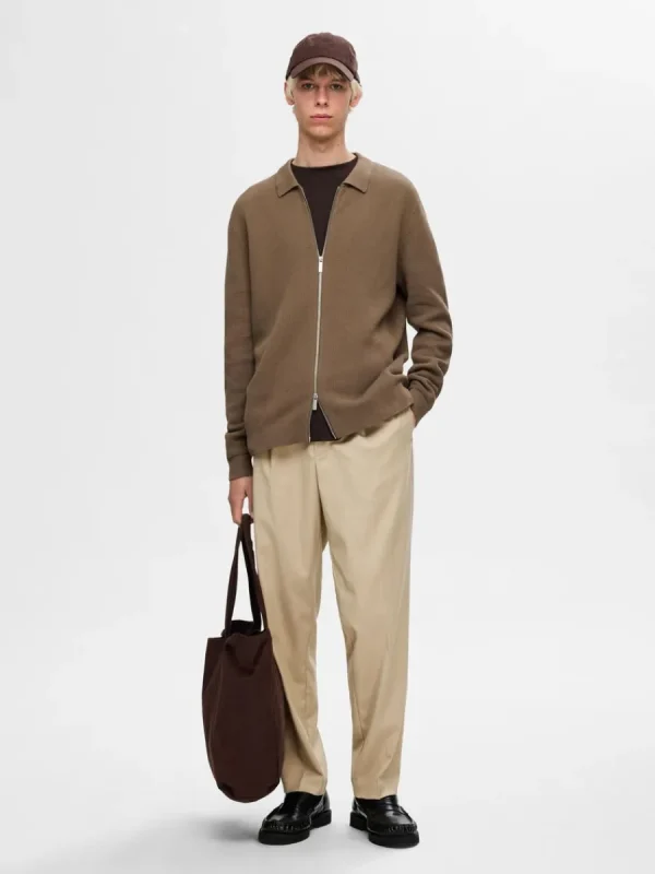 SELECTED VECKAD BYXOR Beige Cheap