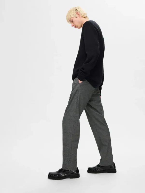 SELECTED VECKAD BYXOR Grey Hot