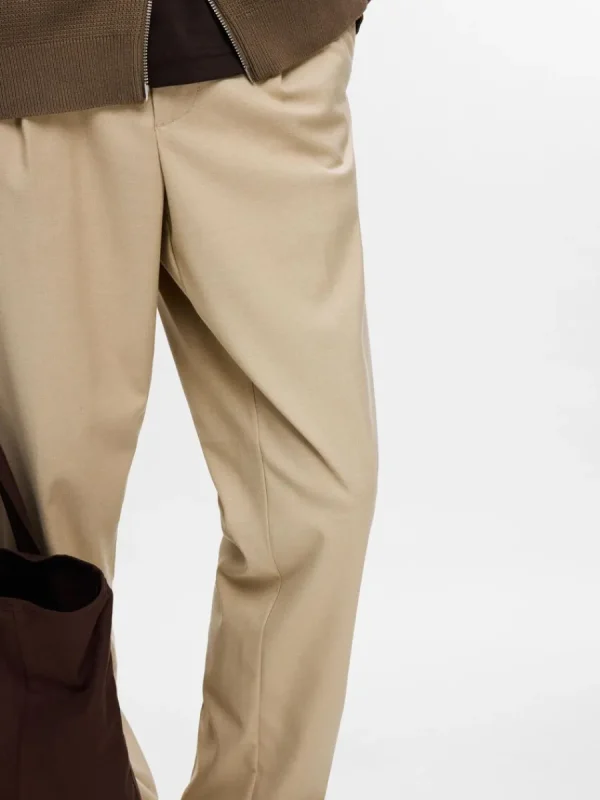 SELECTED VECKAD BYXOR Beige Cheap