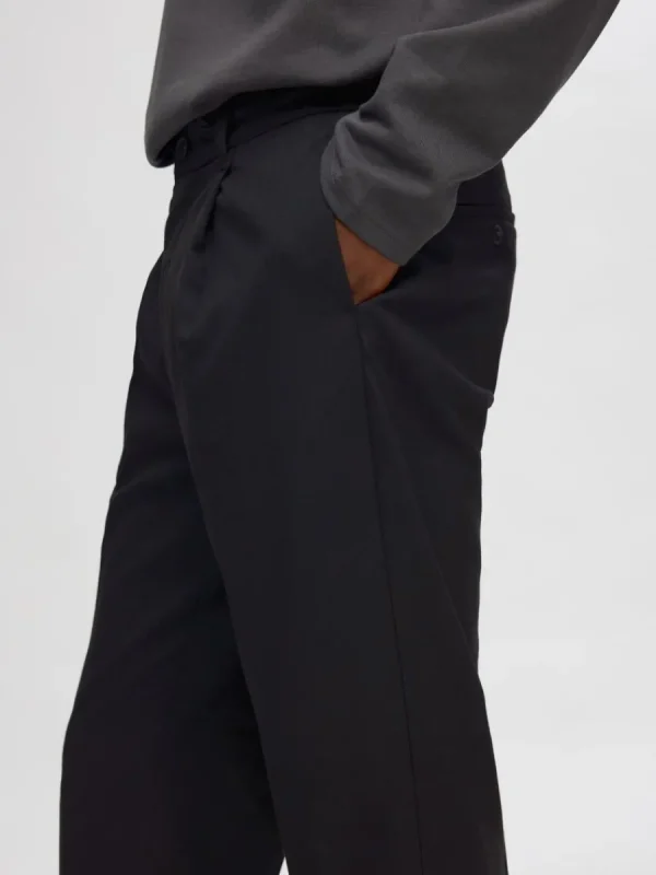 SELECTED VECKAD BYXOR Black Hot