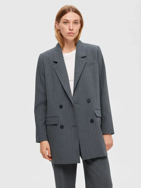 SELECTED ÖVERDIMENSIONERAD ENKELKNÄPPT KAVAJ Grey Flash Sale