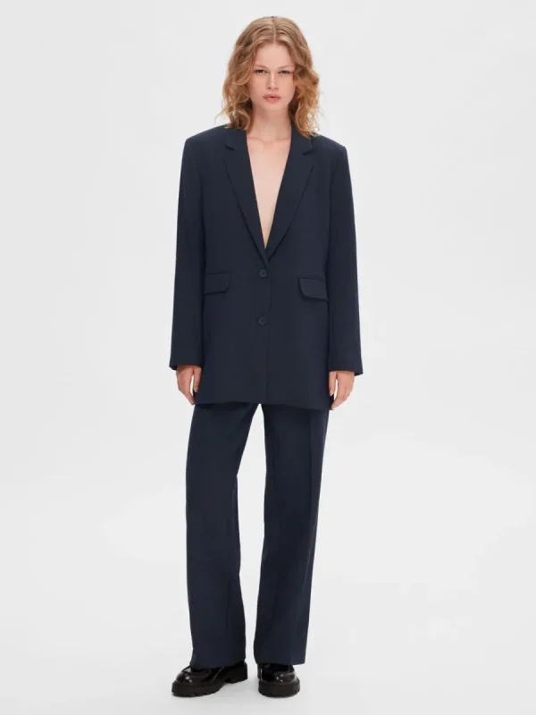 SELECTED ÖVERDIMENSIONERAD ENKELKNÄPPT KAVAJ Blue Flash Sale