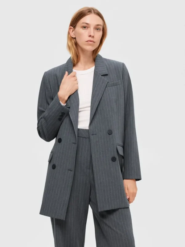 SELECTED ÖVERDIMENSIONERAD ENKELKNÄPPT KAVAJ Grey Flash Sale