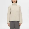 SELECTED ÖVERDIMENSIONERAD GROVSTICKAD TRÖJA Beige Outlet