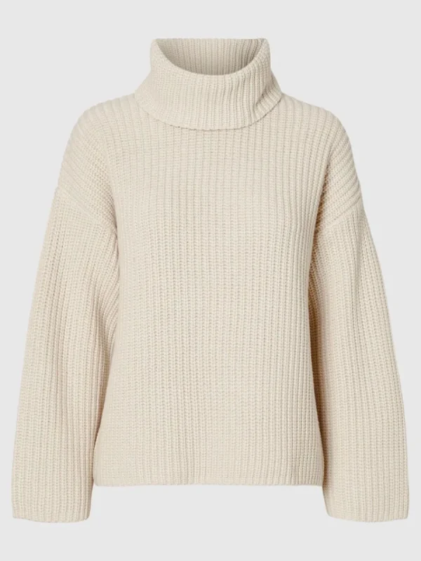 SELECTED ÖVERDIMENSIONERAD GROVSTICKAD TRÖJA Beige Outlet