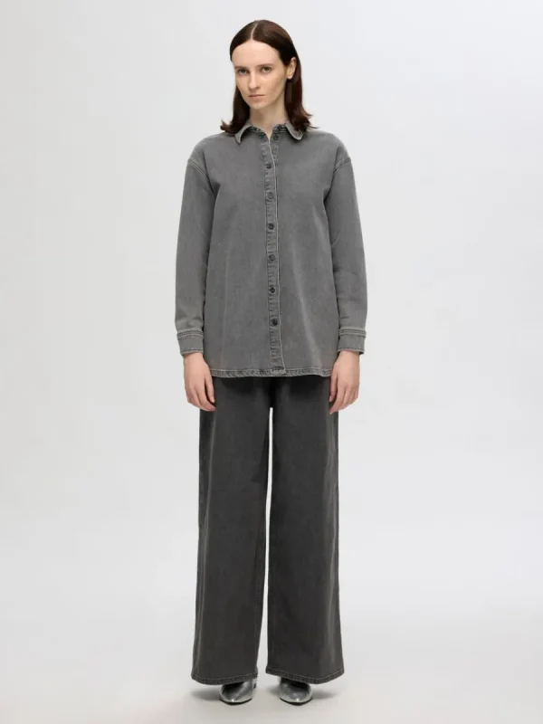 SELECTED ÖVERDIMENSIONERAD JEANSSKJORTA Grey Store