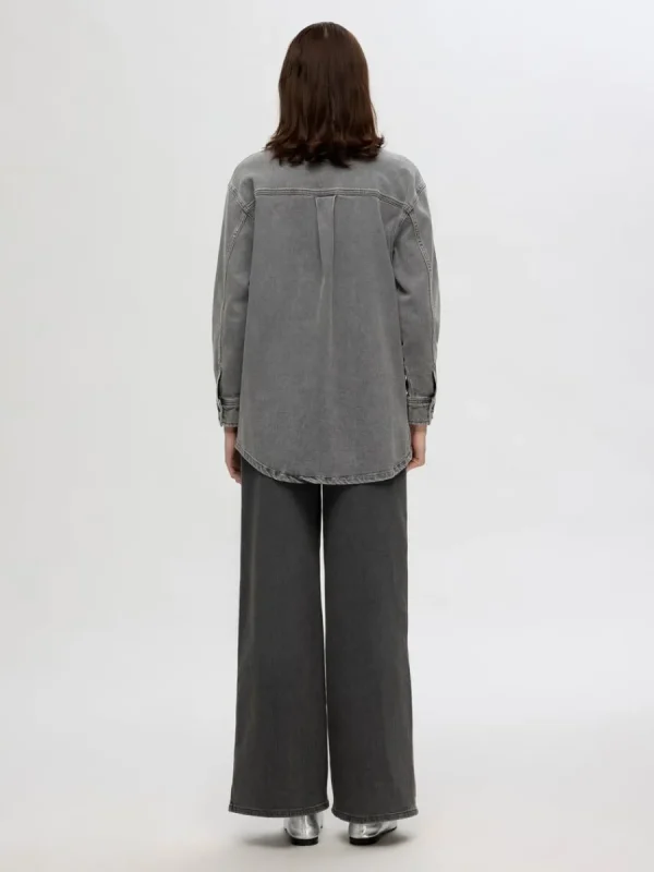 SELECTED ÖVERDIMENSIONERAD JEANSSKJORTA Grey Store