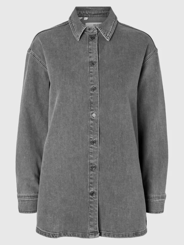 SELECTED ÖVERDIMENSIONERAD JEANSSKJORTA Grey Store