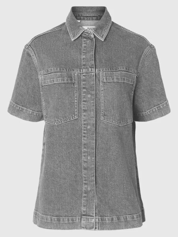 SELECTED ÖVERDIMENSIONERAD JEANSSKJORTA Grey Shop