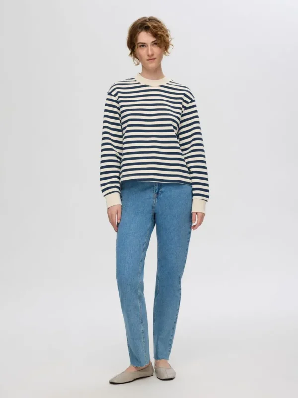 SELECTED ÖVERDIMENSIONERAD RANDIG SWEATSHIRT Blue Shop